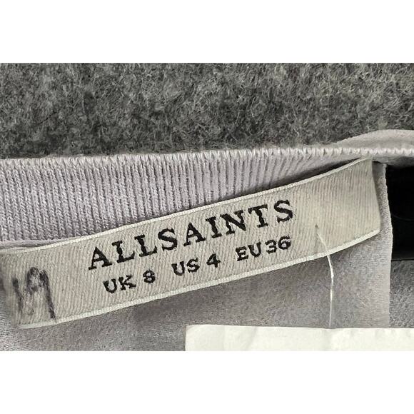 AllSaints Charlton Top Womens 4 Gray Sheer Mesh Geometric Embroidery Modern - Picture 12 of 13